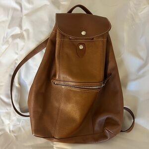 Longchamp Le Foulonne Leather Backpack (Brown Leather - Excellent Condition!)